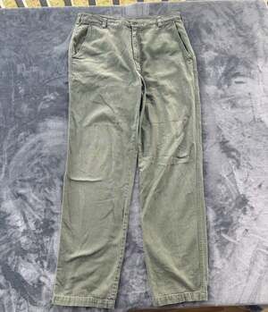 Woolrich Vintage 100% Cotton Canvas Work Pants Olive Green Size 34x34